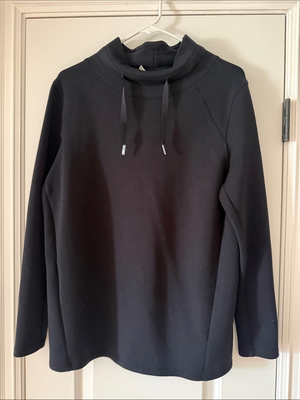 Spanx AirEssentials Black Funnel Neck Scuba Pullover Sweatshirt